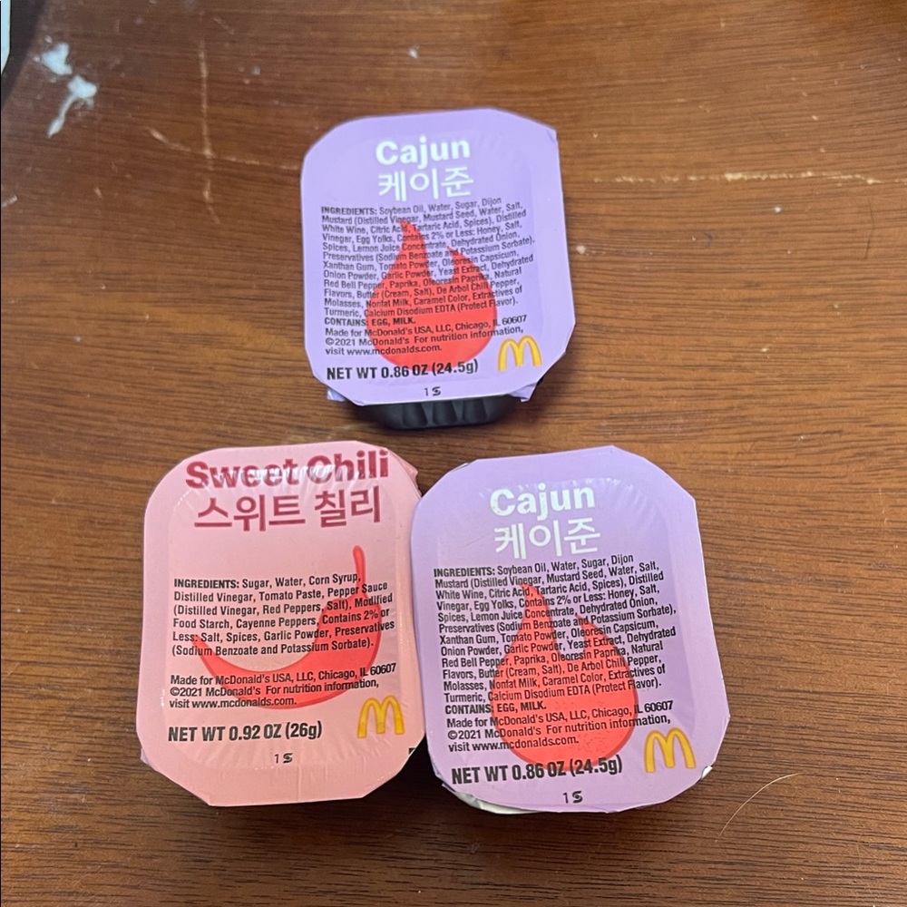 McDonald's Cajun and Sweet Chili Sauce Trio - Purple and Pink